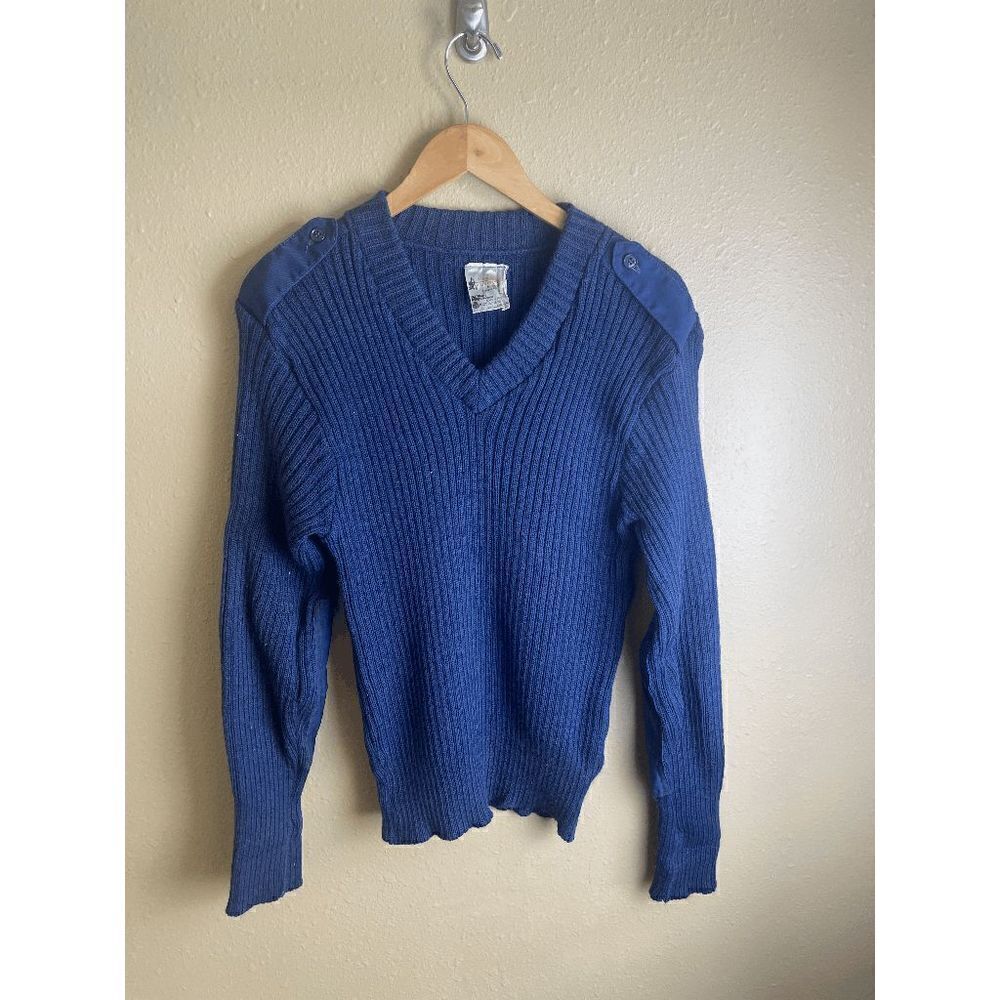 Brigade Quartermasters Woolly Pully Made in England Blue Wool Sweater Men's L